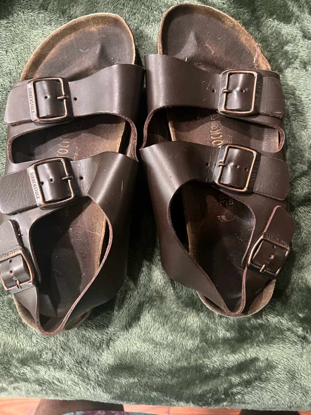 Birkenstock Men’s Dark Brown Leather Arizona-Style Sandals